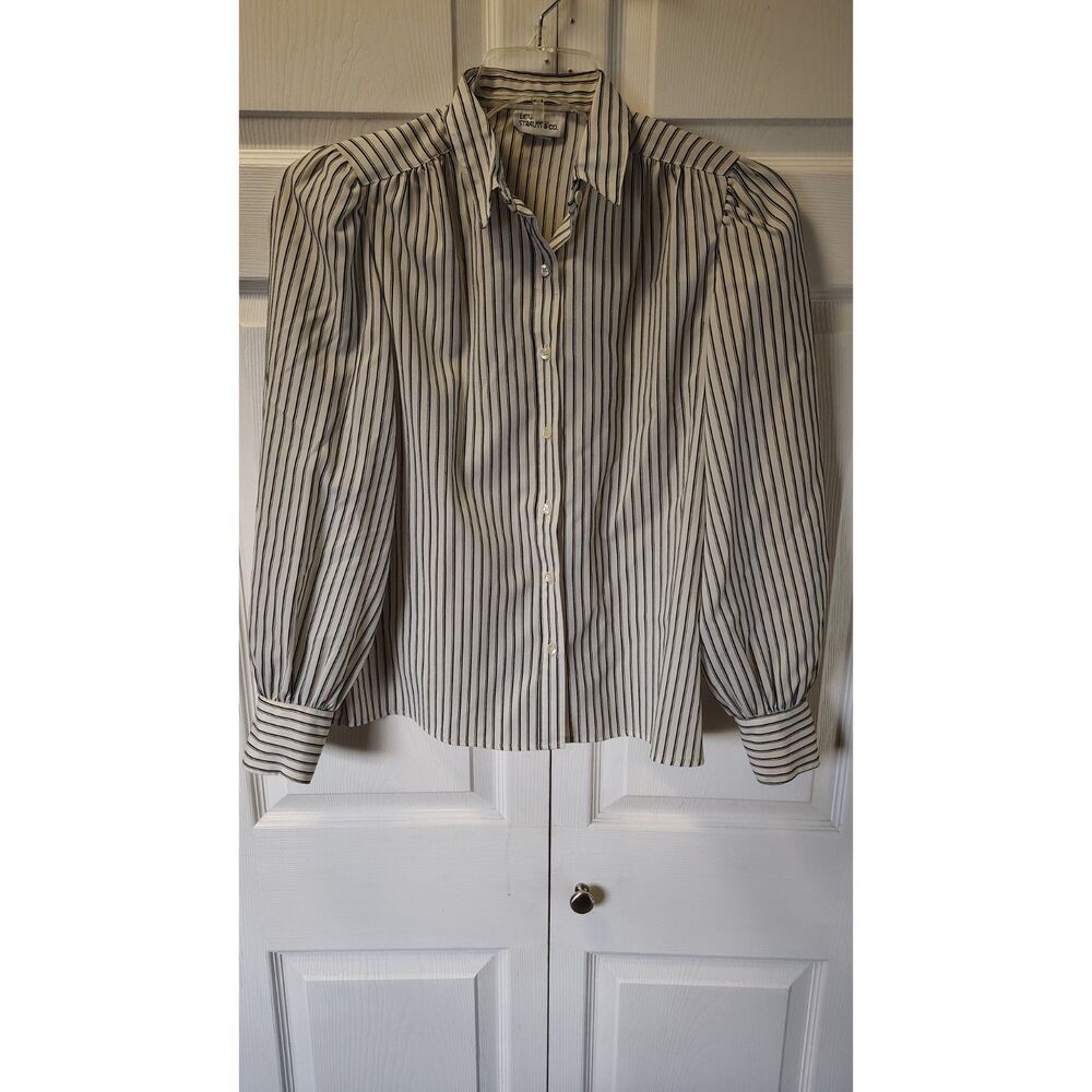 Vintage Levi Strauss & Co. Striped Secretary Blouse with Matching Tie